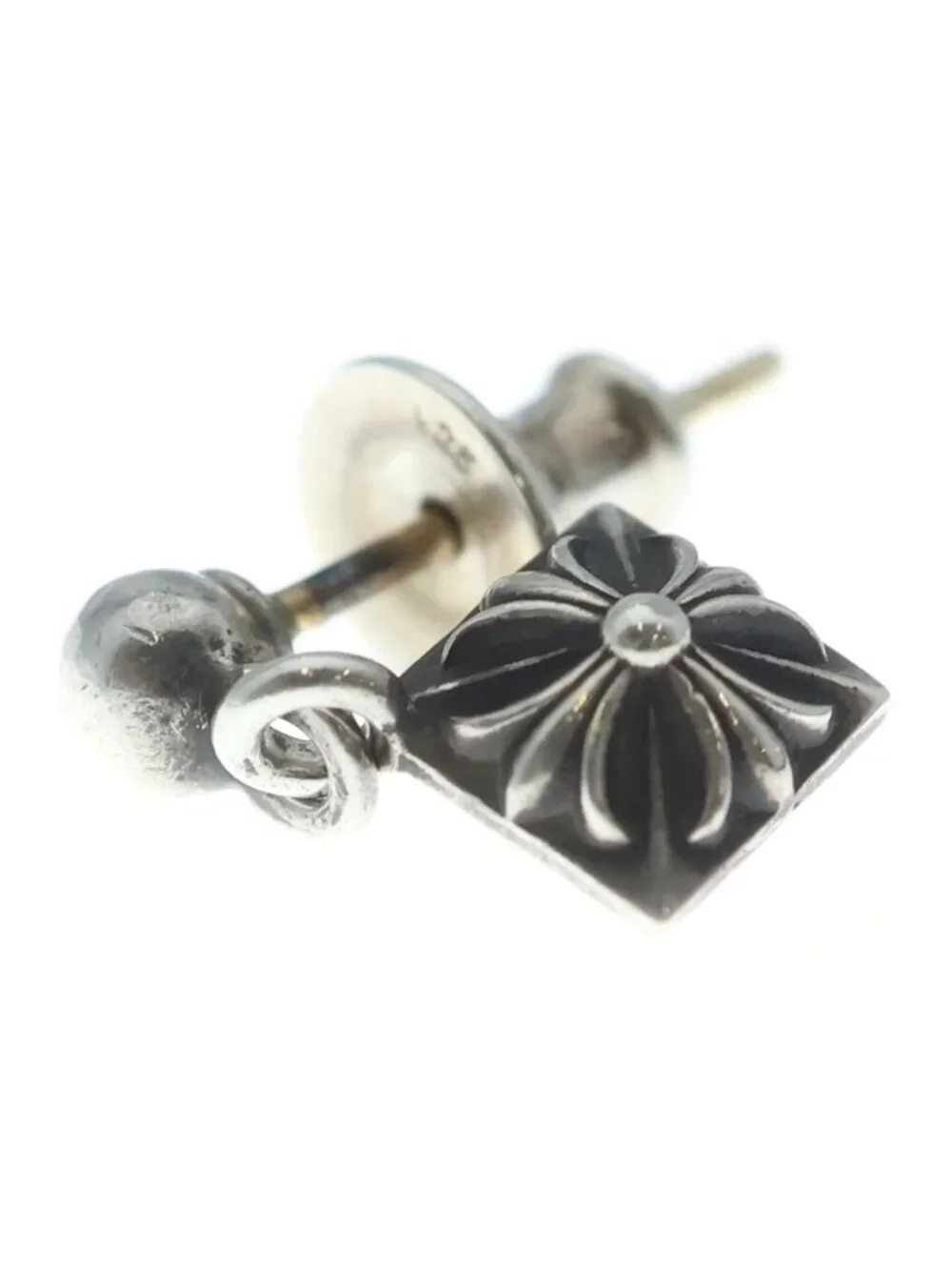 Chrome Hearts Pyramid Pls Drop Earrings Silver